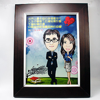 雙人套版Q版畫+小框